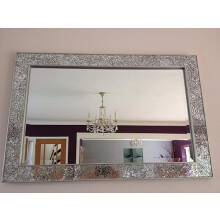 Crackle Mirror Mosaic Beveled Silver 90x60cm