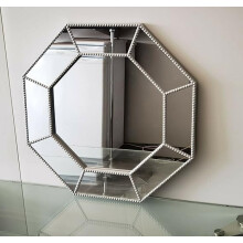 Silver Hexagonal Frame Mirror Glass 59cm