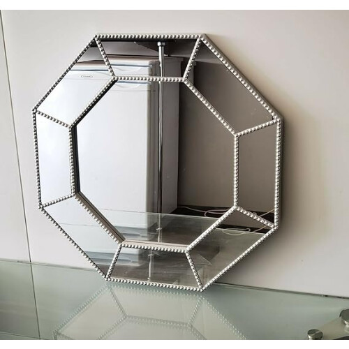 Silver Hexagonal Frame Mirror Glass 59cm