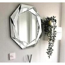 Round Silver Octagonal Mirror Hanging Decor 65cm