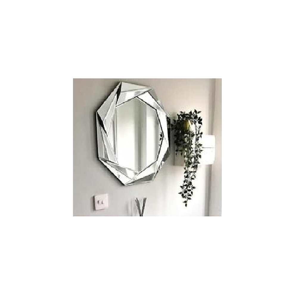Biznest Round Octagonal Mirror Hanging Decor 65Cm Silver