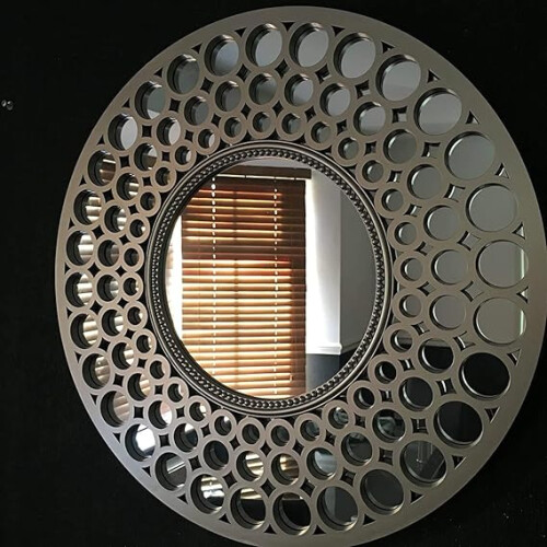 Round Silver Mirror 63X63X10Cm