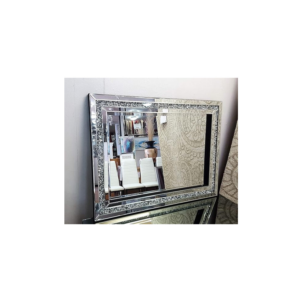 Biznest Crushed Diamond Jewel Mirror Crystal 60X80cm Silver