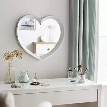 Heart Shape Wall Mirror White 46.5x51.5cm