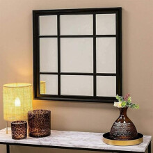 Square Shape Window Mirror Black 61X61cm