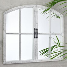 White Rustic Window Mirror Stylish 72x65cm