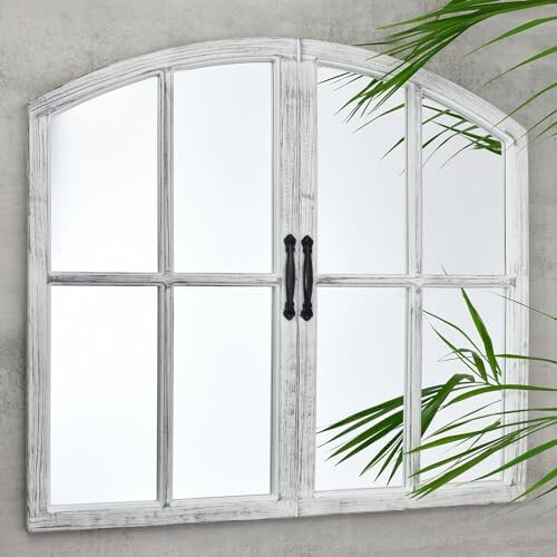 White Rustic Window Mirror Stylish 72x65cm