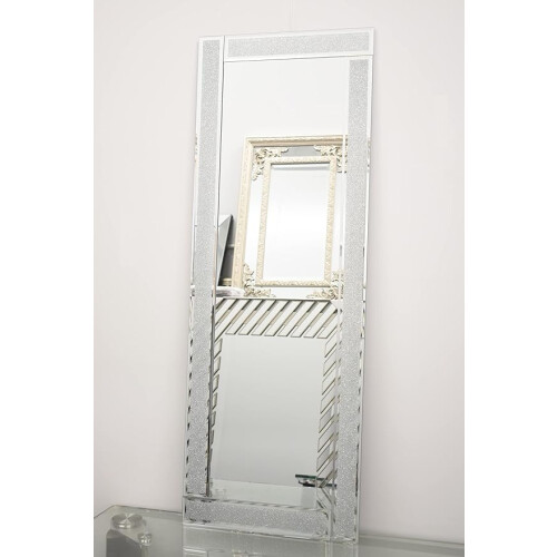 Sparkle Silver Glitter Mirror Frame 40x110cm