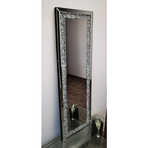Gatsby Crushed Diamond Glass Mirror Silver 40x120cm