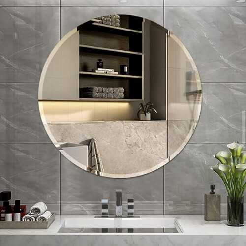 Frameless Mirror Modern Round Design 40x40cm