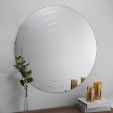 Etched All Glass Round Mirror HD Mirror Vanity 80cm