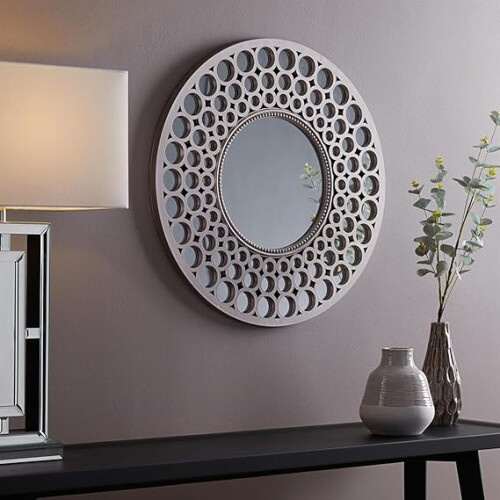 Round Wall Mirror Artistic Silver 63CM