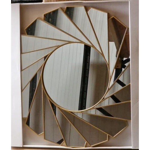 Round Mirror Gold Art Deco Swirl 61cm