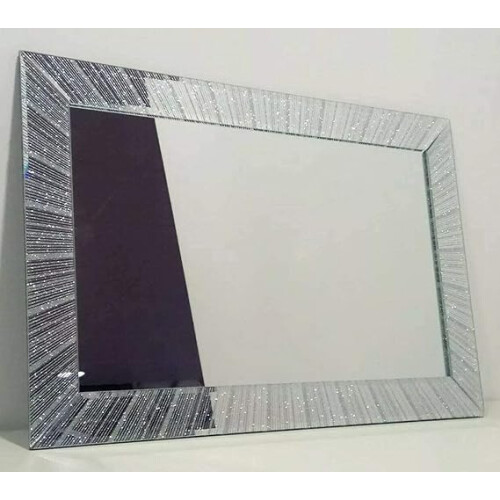 Silver Glitter Wall Mirror Frame 80x60CM