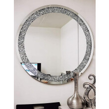 Jewel Round Wall Mirror Crystal Diamante 80cm
