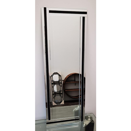 Triple Stripe Black Border Mirror 40x110cm