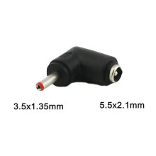 2 stuks DC 55mm x 21mm vrouwelijke jack naar 35mm x 135mm mannelijke haakse stroomadapterconnectorconverter