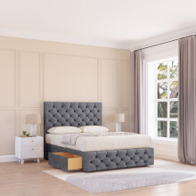 (Small Double, Dark Grey) Watson Coinston Divan Bed Base ,No Drawers, 12" Footboard & 26" Struts Headboard