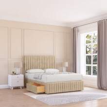 (Single, Cream) Madison Coinston Divan Bed Base ,No Drawers, 12" Footboard & 26" Struts Headboard