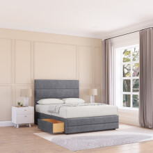(Small Double, Dark Grey) Monaco Coinston Bed Base ,No Drawers, 12" Footboard & 26" Struts Headboard