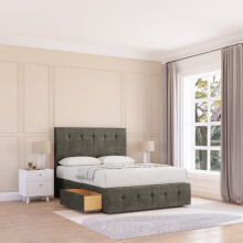 (Double, Light Grey) Cambridge Dumfries Divan Bed Base ,No Drawers, 12" Footboard & 26" Struts Headboard