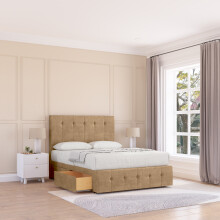 (Single, Light Brown) Cambridge Dumfries Divan Bed Base ,No Drawers, 12" Footboard & 26" Struts Headboard