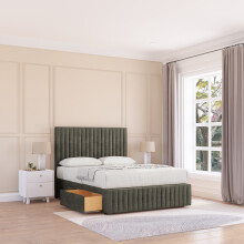 (Single, Light Grey) Madison Dumfries Divan Bed Base ,No Drawers, 12" Footboard & 26" Struts Headboard