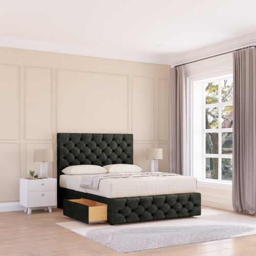 (Small Single, Dark Grey) Watson Dumfries Divan Bed Base ,No Drawers, 12" Footboard & 26" Struts Headboard