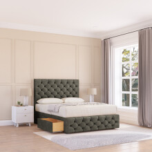 (Double, Light Grey) Watson Dumfries Divan Bed Base ,No Drawers, 12" Footboard & 26" Struts Headboard