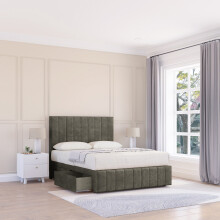 (Small Single, Light Grey) California Dumfries Divan Bed Base ,No Drawers, 12" Footboard & 26" Struts Headboard