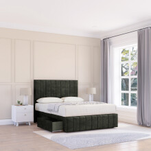(Double, Dark Grey) California Dumfries Divan Bed Base ,No Drawers, 12" Footboard & 26" Struts Headboard