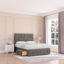 (Double, Grey) Cambridge Naples Divan Bed Base ,No Drawers, 12" Footboard & 26" Struts Headboard