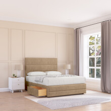 (Super King, Light Brown) Monaco Naples Bed Base ,No Drawers, 12" Footboard & 26" Struts Headboard