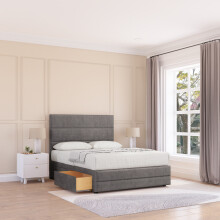(Small Single, Grey) Monaco Naples Bed Base ,No Drawers, 12" Footboard & 26" Struts Headboard