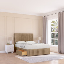 (Small Single, Light Brown) Madison Naples Divan Bed Base ,No Drawers, 12" Footboard & 26" Struts Headboard