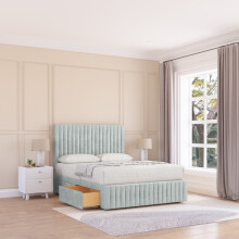 (Small Single, Silver) Madison Naples Divan Bed Base ,No Drawers, 12" Footboard & 26" Struts Headboard