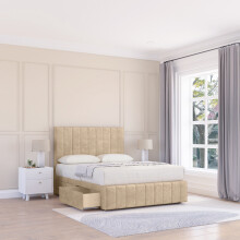(Small Single, Cream) California Coinston Divan Bed Base ,No Drawers, 12" Footboard & 26" Struts Headboard