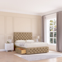 (Single, Light Brown) Watson Naples Divan Bed Base ,No Drawers, 12" Footboard & 26" Struts Headboard