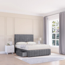 (Single, Dark Grey) California Coinston Divan Bed Base ,No Drawers, 12" Footboard & 26" Struts Headboard