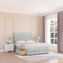 (Small Single, Silver) Berlin Naples Divan Bed Base ,No Drawers, 12" Footboard & 26" Struts Headboard