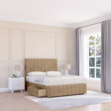 (Small Single, Light Brown) California Naples Divan Bed Base ,No Drawers, 12" Footboard & 26" Struts Headboard
