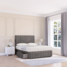 (Small Double, Grey) California Naples Divan Bed Base ,No Drawers, 12" Footboard & 26" Struts Headboard