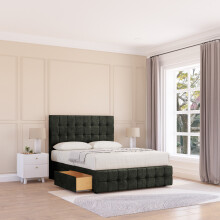 (Double, Dark Grey) Berlin Dumfries Divan Bed Base ,No Drawers, 12" Footboard & 26" Struts Headboard