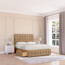 (Small Single, Light Brown) Berlin Dumfries Divan Bed Base ,No Drawers, 12" Footboard & 26" Struts Headboard