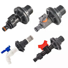 1/2 3/4 Inch PVC Spigot Rain Barrel Faucet Valve Kit with Bulkhead Fitting and Hose Adapter for Aquariums