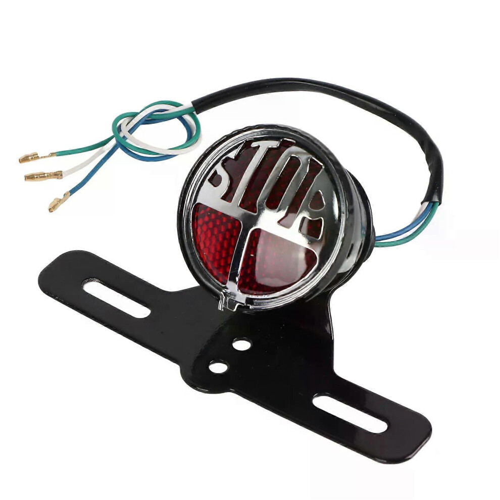 Feu stop moto universel vintage avec support de plaque d'immatriculation