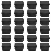 Lot de 24 embouts carrés nervurés en plastique noir pour tube de 30 mm x 30 mm