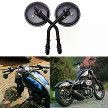 8mm čierne motocyklové zrkadlo s krátkym predstavcom 3-kruhové spätné zrkadlo pre Harley Dyna Bobber