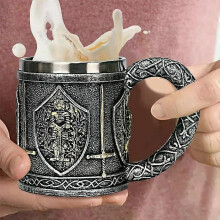 Tazza da caffè da 450 ml con cavaliere medievale, tazza da tè, tazza da birra, tazza da cavaliere crociato