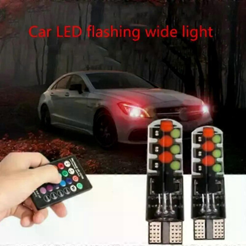 2 τεμάχια T10 W5W RGB λαμπτήρες LED με τηλεχειριστήριο 12 Chips